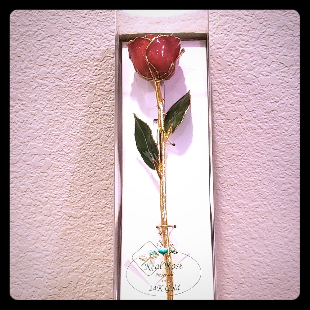 Gorgeous eternal red rose preserved in 24K gold.